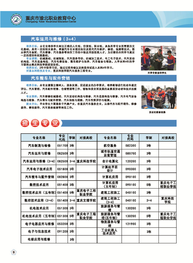 2021年重庆市渝北职业教育中心招生简章