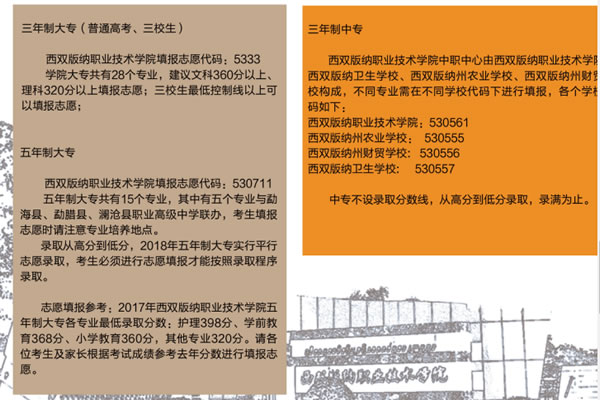 西双版纳职业技术学院分数线