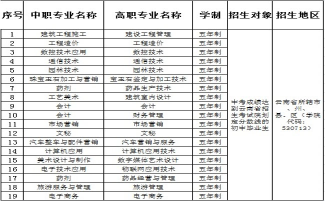 云南科技信息职业学院招生专业